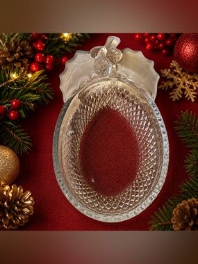 🔍 Vintage Studio Nova Japan Cut Glass Crystal Holly Candy Dish Bowl